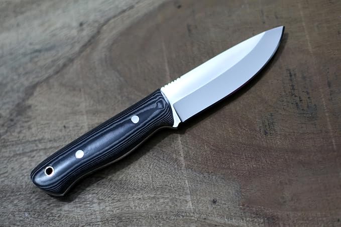 GCS Custom Handmade BLACK &amp WHITE G10 Handle D2 Tool Steel Tactical Survival Hunting Knife with Buffalo Hide Sheath GCS180