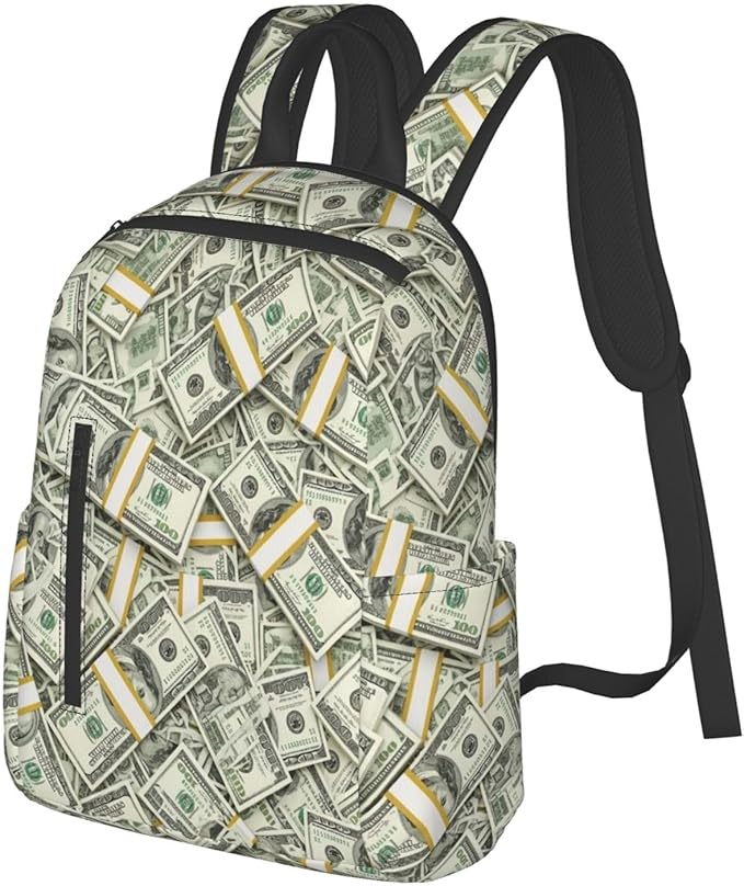 Lightweight Casual Laptop Backpack for Men and Women money american bill dollar Bookbag for College