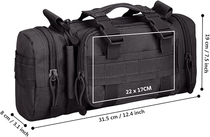DLP Tactical Compact Range Bag/MOLLE Compatible EDC Bug Out Bag/Waist Pack (Black)