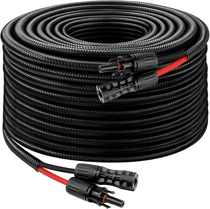 XRDS -RF Solar Cable 50FT 8AWG Solar Extension Cable with Male &amp Female Solar Connectors Flame-Retardant Protective Sleeving Solar Panel Cable Weatherproof PV Wire for Solar Panel Connection