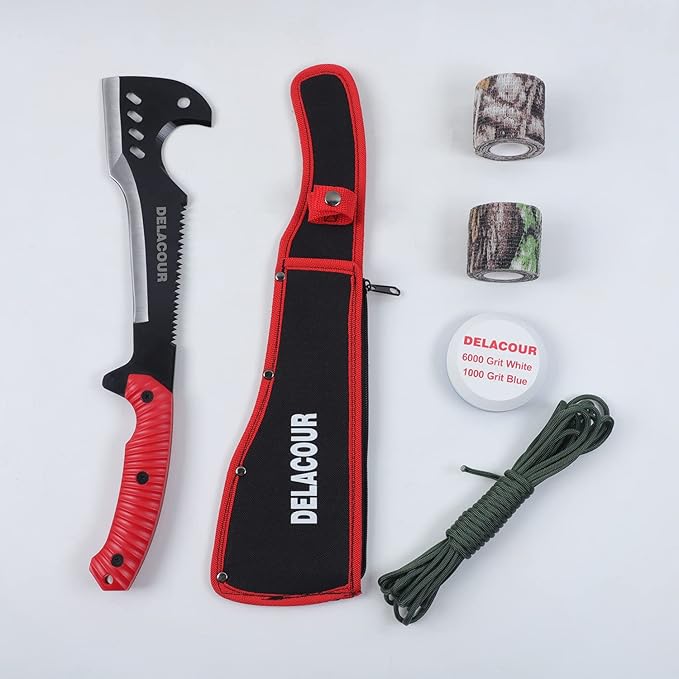 Delacour- Multi-Use Axe MacheteMachete with Nylon Sheath - Survival Machete Ideal for Camping Fishing Hunting Bushcraft - Perfect Brush Axe for Surveying- Gardening Camp Outdoor