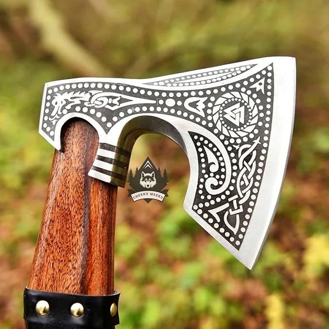 Hnadmade Two Handed Large Berserker Axe Norse Axe Scandinavian Viking Dane Ashwood Handle Functional Axe (FM-0008) ((FM-80))