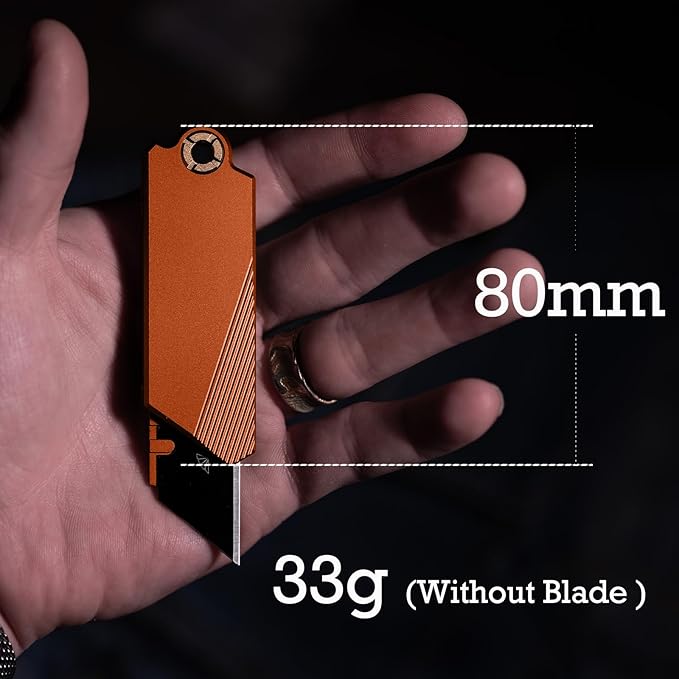 PICHI G9 Aluminum Utility KnifeLightweight Pocket Utility KnifeEDC Pocket KnivesCNC Unibody Quick Change BladeButton Lockfor Men Women Outdoor HikingCampingwith 2 Replaceable Blades (Orange)