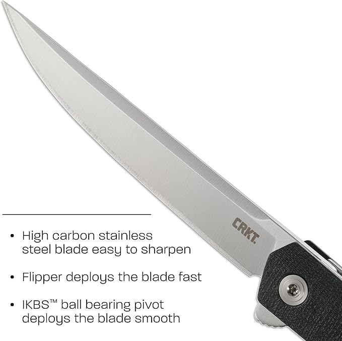 CRKT CEO Everyday Carry EDC Pocket Folding Knife with Liner Lock: AUS 8 Plain Edge Blade Glass-Reinforced Nylon Handle Reversible Pocket Clip 7097