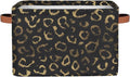 Pardick Black Gold Leopard Basket Storage Bins Large Fabric Toys Storage Cube Box with Handles Collapsible Closet Shelf Cloth Organizer Basket for Nursery Bedroom Bathroom Holiday Gift