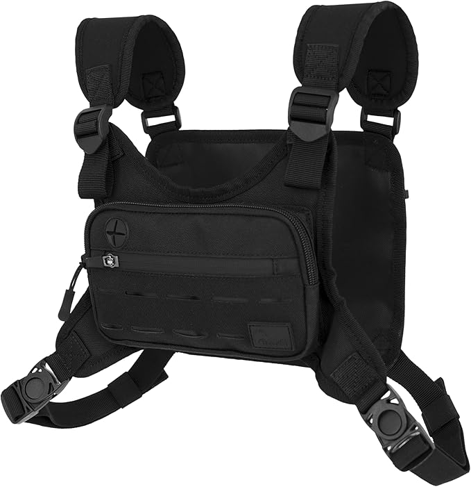 Wolf Tactical Men Chest Pack - Lightweight Running Vest Water Resistant Black