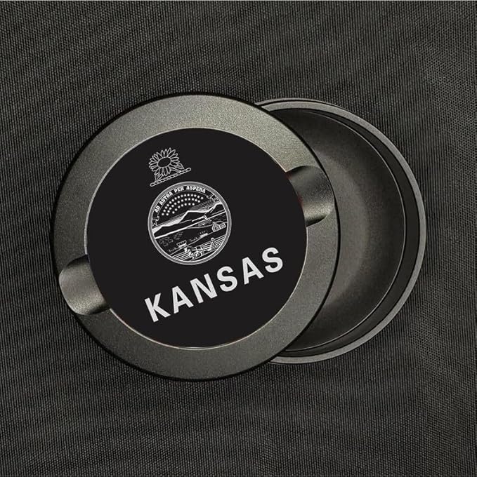 Buzz &amp Heaters Metal Container for Zyn | Holder | Can | Pouch | USA State Flags | American Flags | Kansas