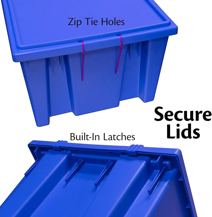 Akro-Mils 35231 Heavy Duty Plastic Lids for 35225 and 35230 Industrial Strength Nest and Stack Storage Bins and Totes for Storage Blue 3-Pack