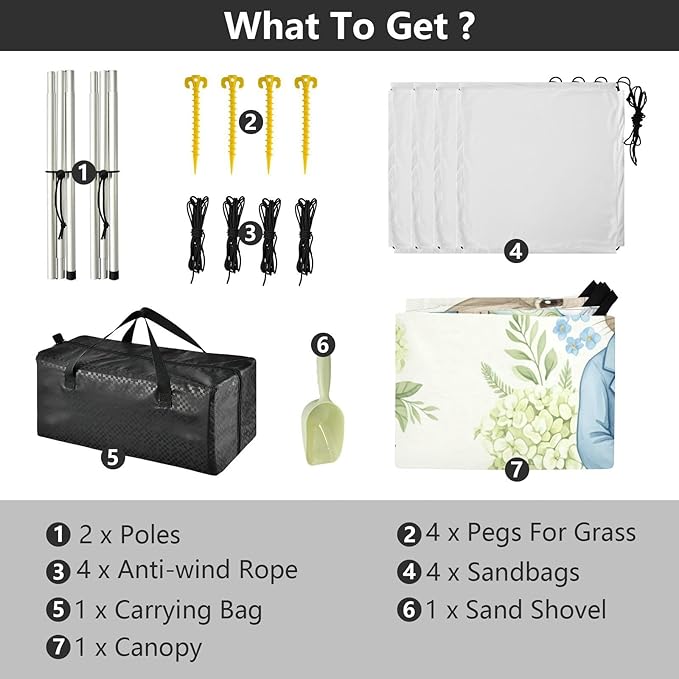 xigua Easter Bunny Beach Tent Sun Shelter with Carrying Bag - Silver Coated Oxford Fabric Beach Canopy for Beach Camping Fishing - Includes Windproof Ropes Sandbags &amp Stakes