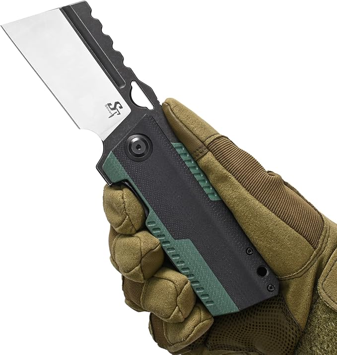 Sitivien ST155 Folding KnifeSandvik 14C28N Steel BladeG10 Handle EDC Tool Knife Pocket Knife for FishingCampingHiking(Black+Green) …