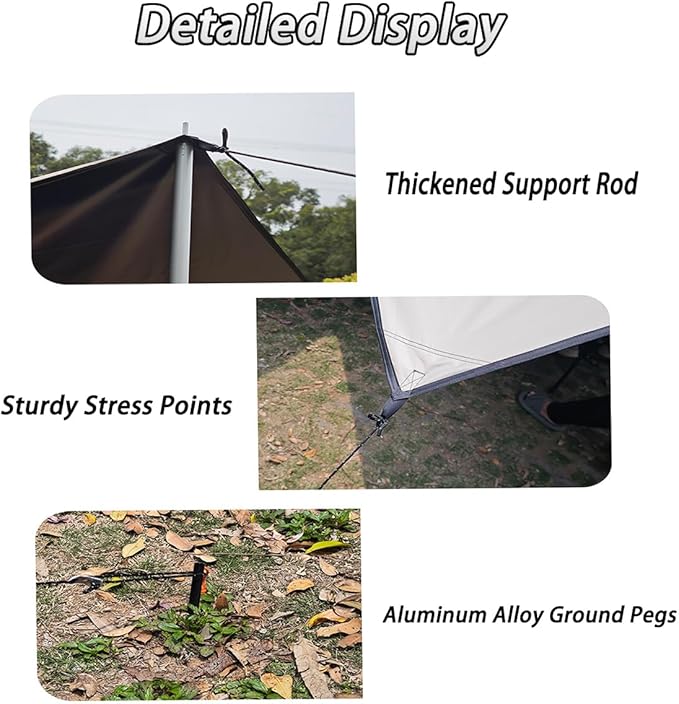 Car Side Awning Tent for Jeep Compass 2017-2025 SUV 5-Seater Oxford Fabric Camping Vehicle Side Sun Shelter Portable Tailgate ShelterOff White-2m Iron Rod Set