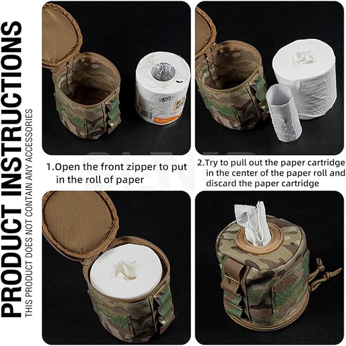 Outdoor Tactical Toilet Roll Holder Molle Pouch Portable Roll Paper Storage BagCamping Hunting Fishing Hiking Accessories Pack
