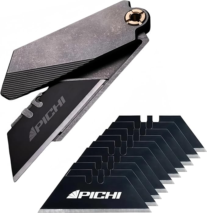 PICHI G9 Titanium Utility KnifeLightweight Pocket Utility KnifeEDC Pocket KnivesCNC Unibody Quick Change BladeButton Lockfor Men Women Outdoor HikingCampingwith 10 Replaceable Blades