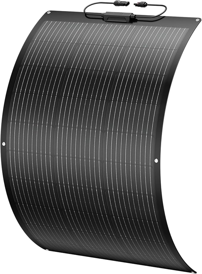 BougeRV Arch 100 Watt Fiberglass Flexible Solar Panel 23% High-Efficiency 270° Lightweight Portable Bendable 12 Volts 10BB Mono Cell for RV Camping Home Boat Marine Curve Surface Black