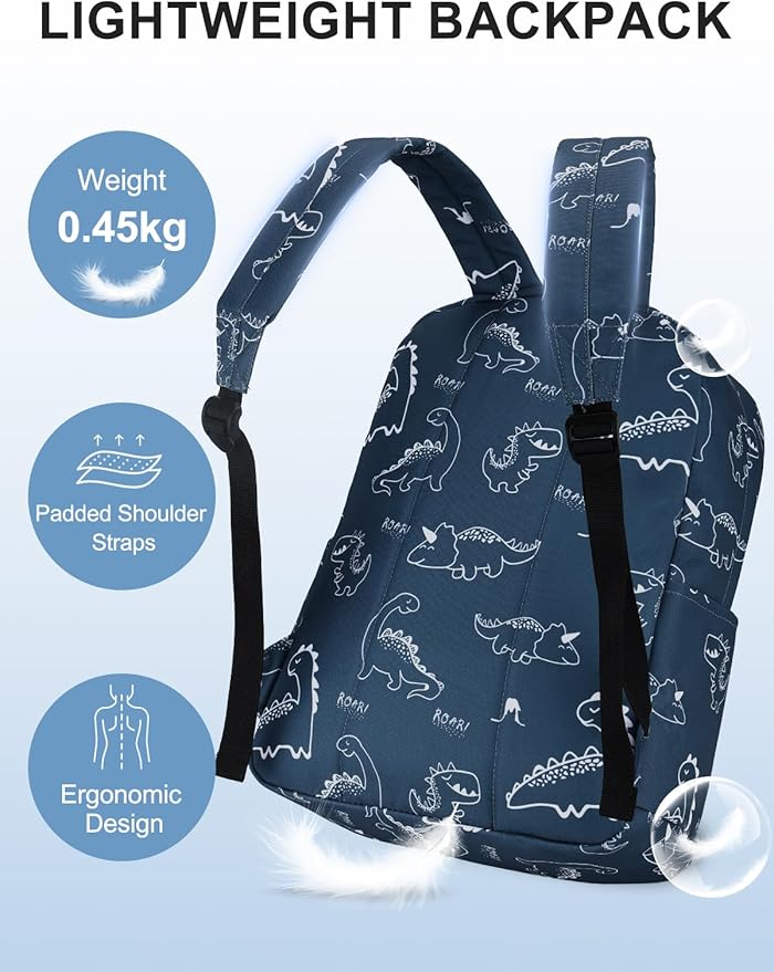 VASCHY Backpack for School Lightweight Water Resistant Bookbag Casual Daypack for Man/Boys Dinosaurs