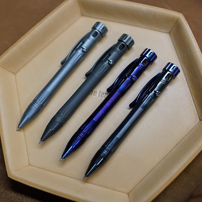 MecArmy TPX12 Mini Titanium Bolt Action Tactical Pen with Replaceable Refill EDC Tactical Pen with Stress-Relief Spinner Tail for Office Outdoor Lightweight for Daily Carry (Titanium Bronze)