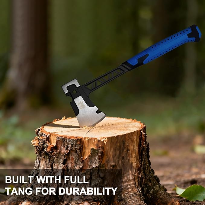 14.7 Hatchet Full Tang Forged Axe with Shock Reduction Handle and Anti-Slip Grip Camping Hatchet with Nylon Sheath