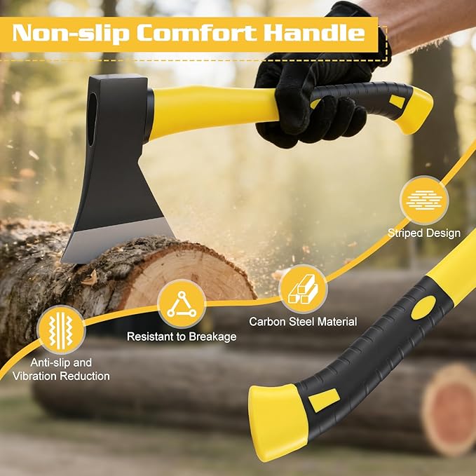 16 Axe Ultra- Hatchet-Camping Axe Lightweight (2.4lbs) | Forged High-Carbon Steel Ergonomic Handle for Outdoor Splitting &amp Hammering