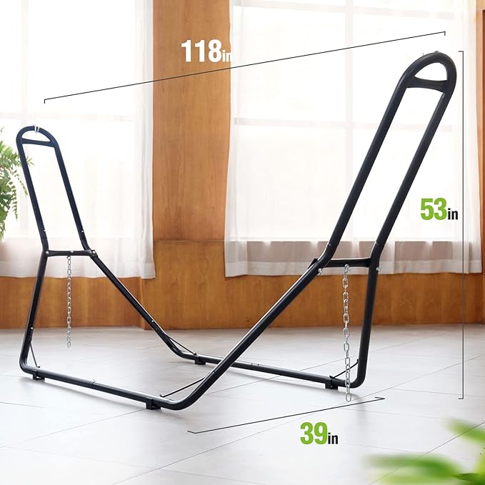 Zupapa 2 Person Steel Hammock Stand 550 lb Capacity Portable Hammock Frame Stand Heavy Duty for 9 to 14Feet Hammocks Carry Bag Included Black