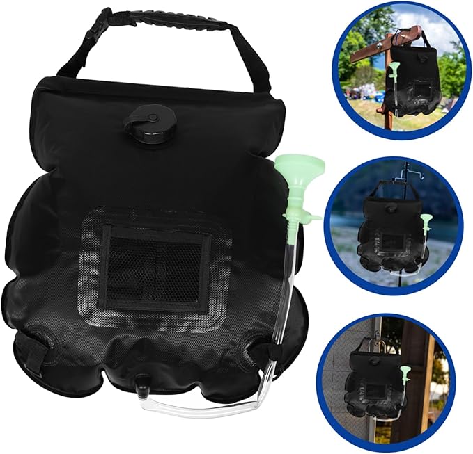 LIOOBO Portable Solar Shower Bag 20l Camping Shower Removable Hose On/Off for Outdoor Activities Beach Hiking