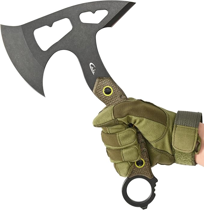C1392 Camping AxesDC53 Steel Blade with Micarta Handle Chopping Axe Bushcraft Camping Axes Survival Hatchet with Kydex Sheaths for Hiking Hunting Camping Splitting Chopping Wood(Green)