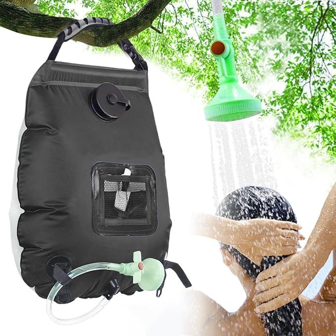 Solar Shower 5 Gallon 20L Bath Pouch with Shower Head &amp Hose for Outdoor Beach Home Cabin Field Glamping Backyard Balcony Deck Camping