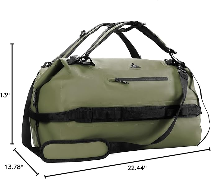 Haimont Large Waterproof Duffel Backpack Roll-Top Heavy Duty Dry Duffle Bag for Boating Travel Motorcycle Kayaking Camping 60L