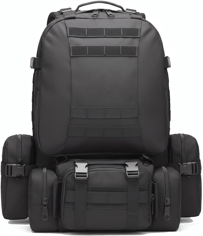 Military Tactical Backpack for Men 60L Waterproof Bug Out Bag Survival Rucksack Go Bag Emergency Molle System Army 3 Day Assault Pack for Hiking Hunting Camping Black