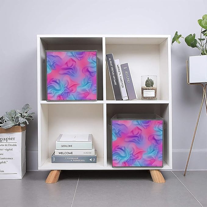 Large Capacity Storage Boxes Purple Rainbow Bisexual Pride Flag Art Foldable Organizer Baskets with Handles Clever Storage Solution for Home