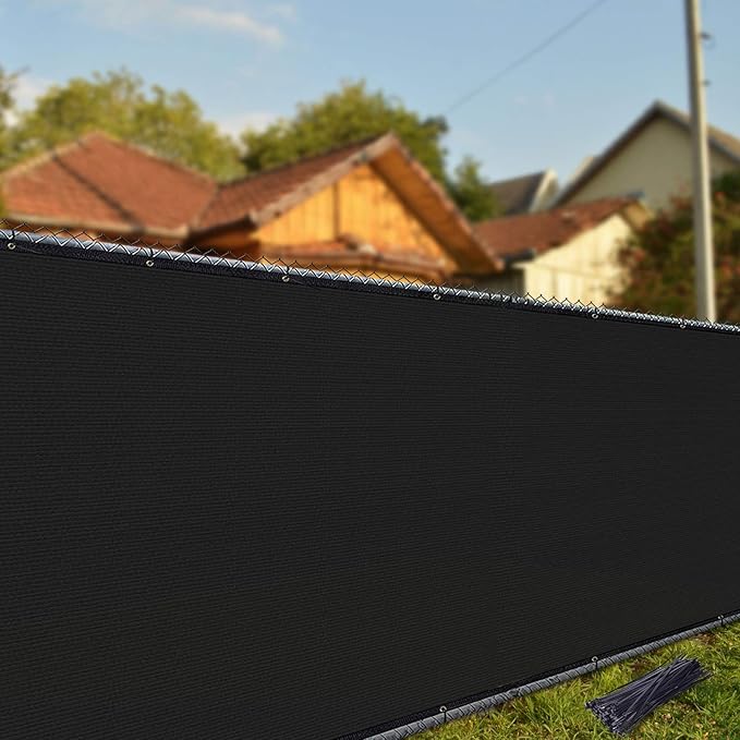 iCover 4x12ft Privacy Screen Fence Outdoor Fencing Panels Garden Windscreen Mesh Shade Sail Net Barrier Fence Privacy Screen Reinforced Bindings and Brass Grommets Cable Zip Ties Black