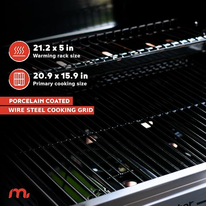 Megamaster 3-Burner Propane Gas Grill with Folding Side Tables 30000BTUs 429.81 sq. in. Cooking Space Stainless Steel Control Panel Outdoor Kitchen Grill for BBQs Patios and More - 720-0988EA