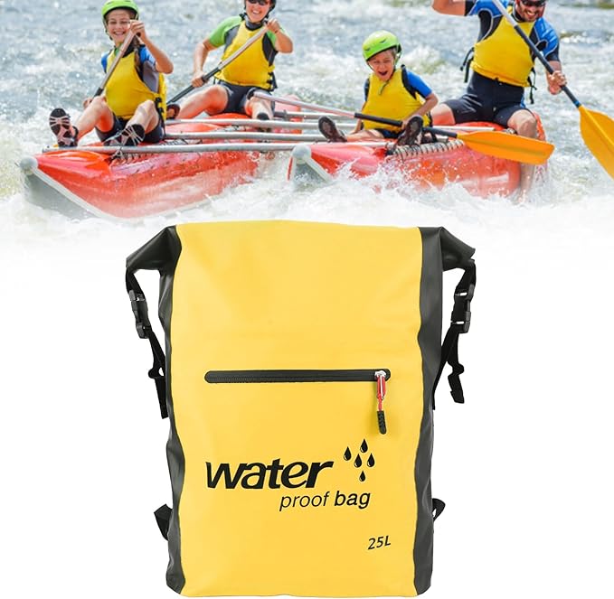 25L Water Dry Bag Wet Dry Separation Hiking Backpack Outdoor Hiking Backpack with Shoulder Strap for Outdoors Activities (Yellow)