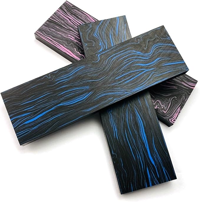 2-piece set of resin knife handle scales blanks material Black and blue patterns DIY folding knife carving decoration(130x43x6mm2PCS)