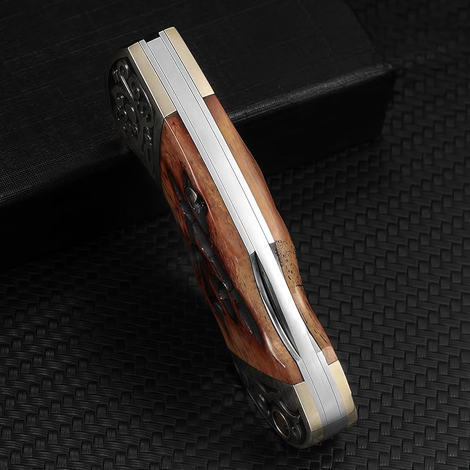 Damascus Steel Knife Knives for Men HRC 60 Natural Bone Handle Hand-Forged Damascus Folding Knife Gifts for Hunters Men who have Everything Camping Knives &amp Tools Gift Ideas for Boyfriend
