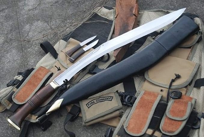 20 Hunting Sirupate Kukri Knife - Khukuri Comes Leather Sheath and 2 Small Knives - Daily Woking Bushcrafting High Carbon Steel Blade Camping Tool
