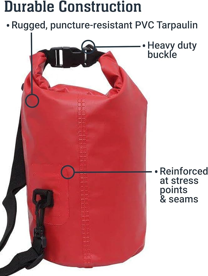 BKC Brooklyn Kayak Company Waterproof Dry Bag - Roll Top Floating Backpack Outdoor Gear Sack for Kayak Fishing Beach Paddle Board Boating Camping Tear Resitant (25 L) - Pack of 3