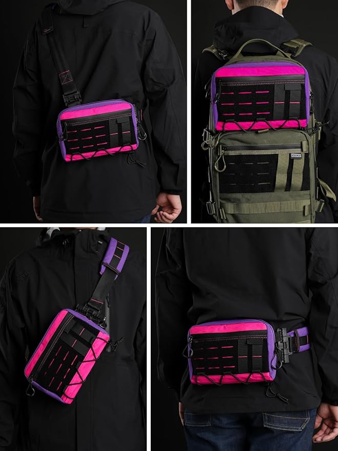 TACTICAL_GEEK Cache L3S Purple Crossbody Shoulder Bag Multipurpose Sling Bag Chest Backpack Casual Shoulder for Daily Carry (Small)