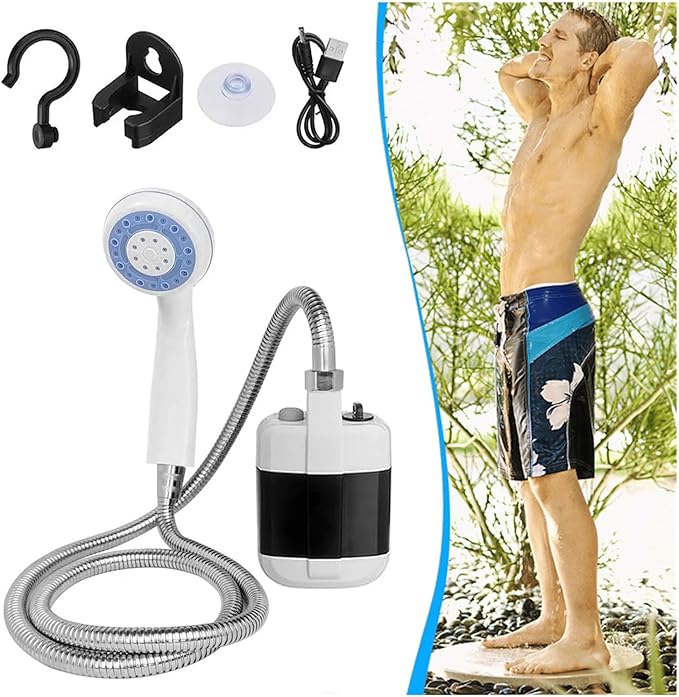 2023 Portable Camping Shower Pump with Multi-use Sprayer for Campsite Bathing Beach Yard Pet Car Cleanups (1Pcs)
