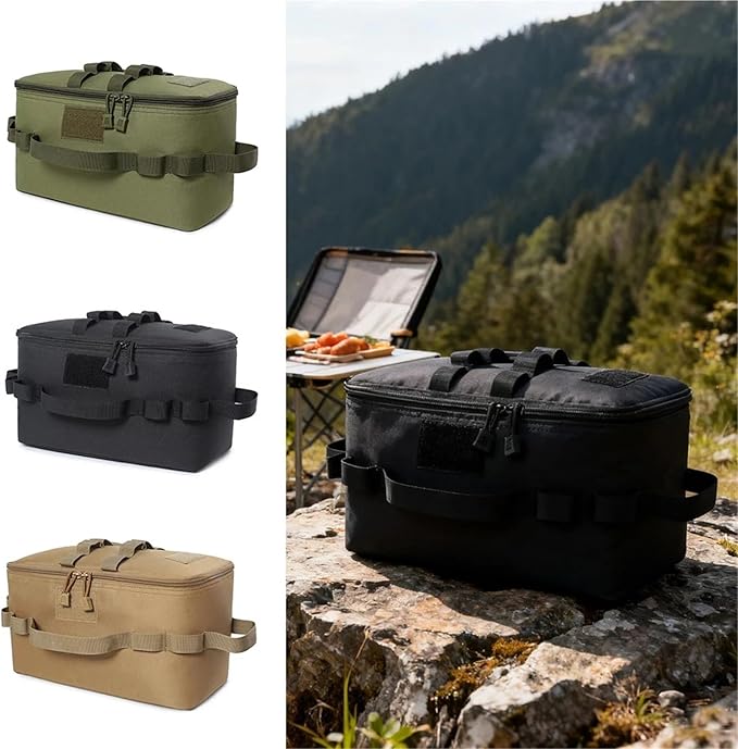 Outdoor Camping Storage Bag Basket Gas Stove Canister Pot Carry Bag Sack Picnic Bag Cookware Utensils Organizer