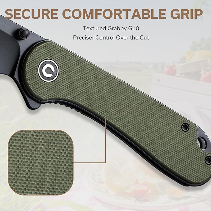 CIVIVI Pocket Knife - Elementum Folding Knife with 2.97'' Nitro-V Wharncliffe Blade G10 Handle Ideal for Outdoor EDC Gift C18062AF-2