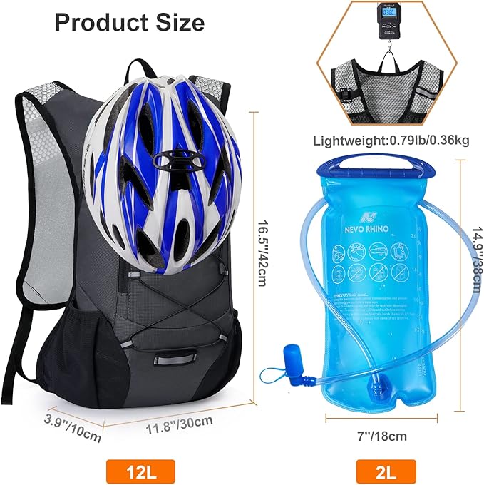 Lightweight Hydration Backpack Running Backpack with 2L Water Bladder Hydro Water Daypack for Cycling Hiking Rave for Men Women