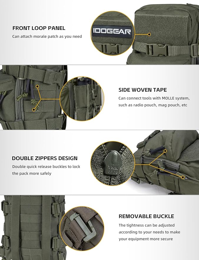 IDOGEAR Mini Tactical MOLLE Hydration Pack Water Reservoir Bag Outdoor Water Bladder Carrier Pack for Tactical Vest Backpack