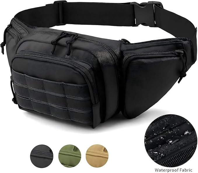 Tactical Nylon Shoulder &amp Waist Pack Hiking Chest Sling Fanny Pack with MOLLE High Capacity Phone &amp Gear Organizer