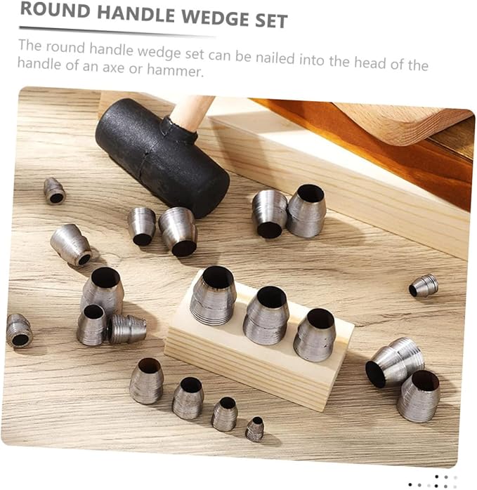 Angoily 80pcs Safety Round Handle Kit High-tensile Conical for Hammer Axe Sledge Reinforcement Accessories for Tool Handles Easy to Install