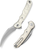 TRIVISA EDC Pocket Pikal Knife for Men Hawkbill Folding Flipper Knife with Clip3.34 14C28N Steel BladeAluminum Foil Handle for Outdoor Camping Lacerta-AL