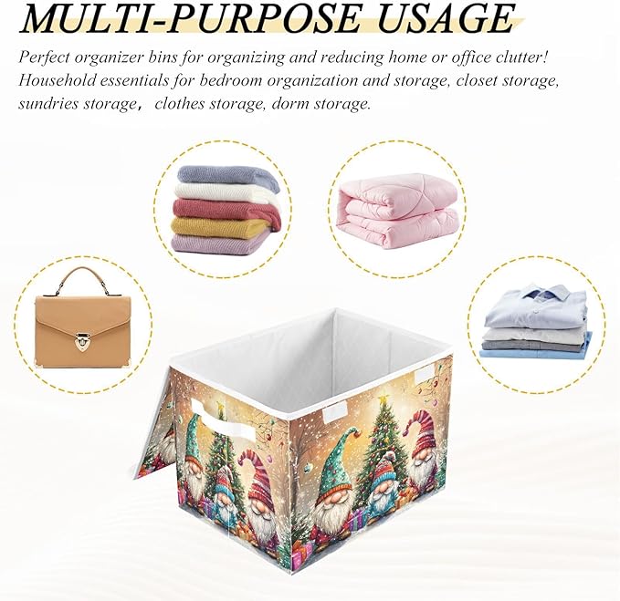senya Christmas Baskets Collapsible Storage Bins with Lids Christmas Balls Tree Gnomes Storage Boxes Clothes Baskets for Organizing