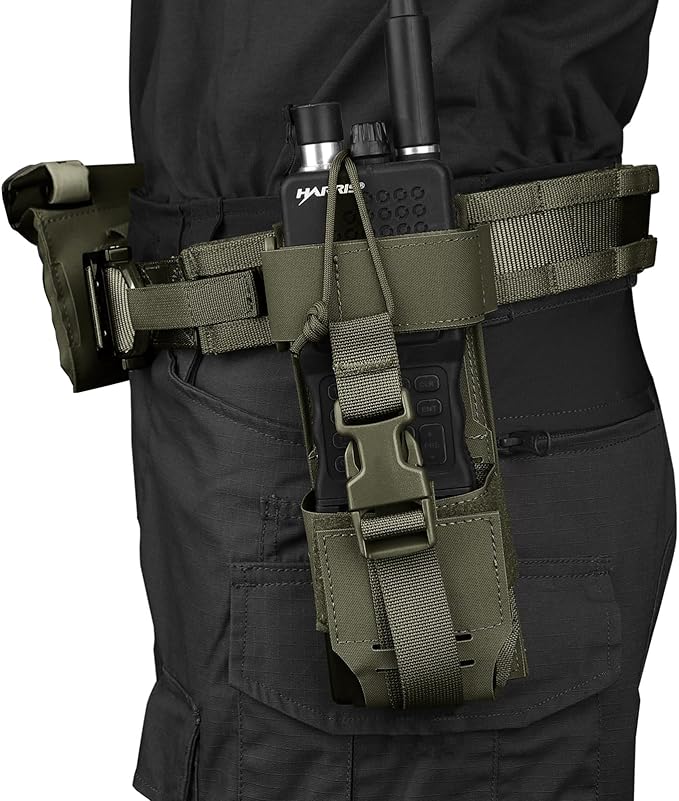 Molle Raido Pouch Tactical Radio Holster Holder Military Heavy Duty Pouches Bag for Two Ways Walkie Talkies Adjustable Storage Nylon Holders