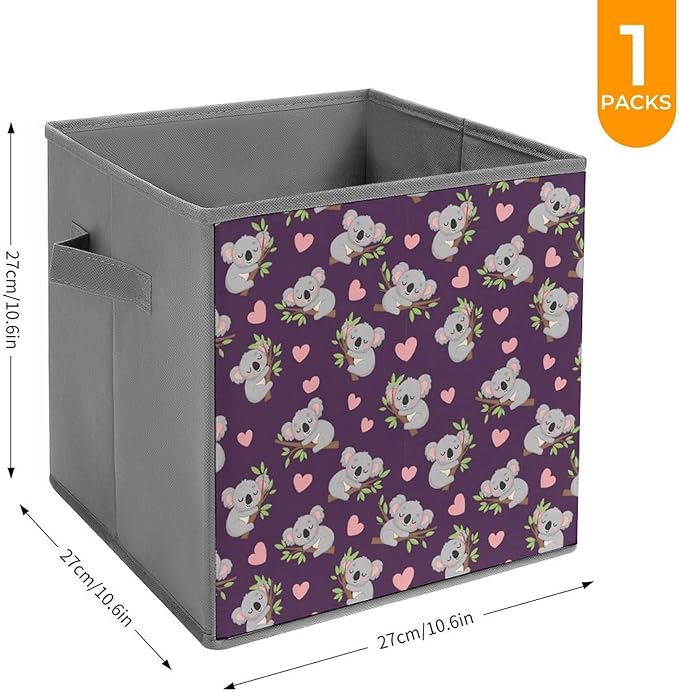 Sturdy Collapsible Cloth Storage Bins Koala Compact Foldable Cubes for Closet Bedroom Space-Saving Organizer