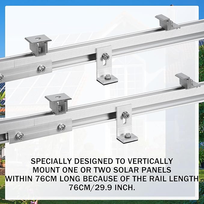 Tandefio Solar Panel Mounting Kit to Mount for 1 or 2 Solar Panels Within 76 cm Aluminum Solar Panel Roof Mounts Bracket Kit for Wood Tin Roof
