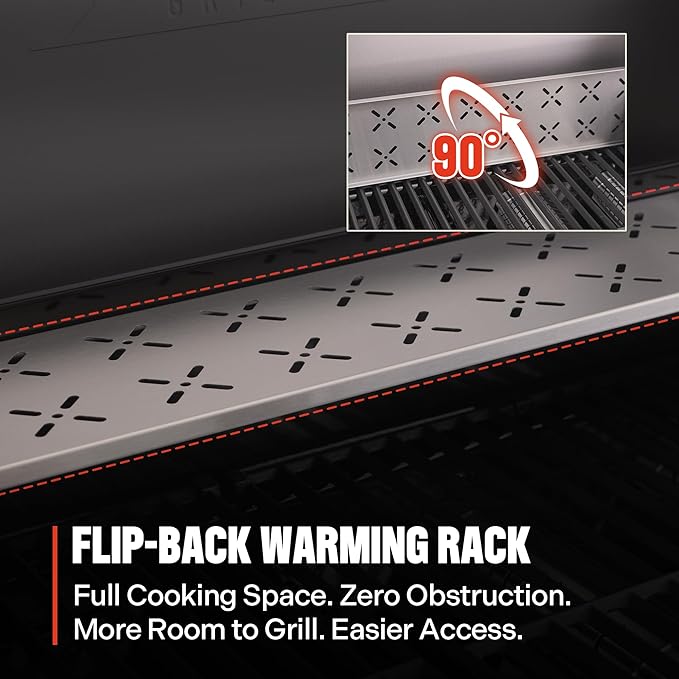 Monument Grills 4 Burner Stainless Steel Propane Gas Grill M2 500°F in 5 Mins 525 sq.in 37000 BTU with Broil Zone Foldable Side Shelves Knob Controls Built in Thermometer with Paper Rack